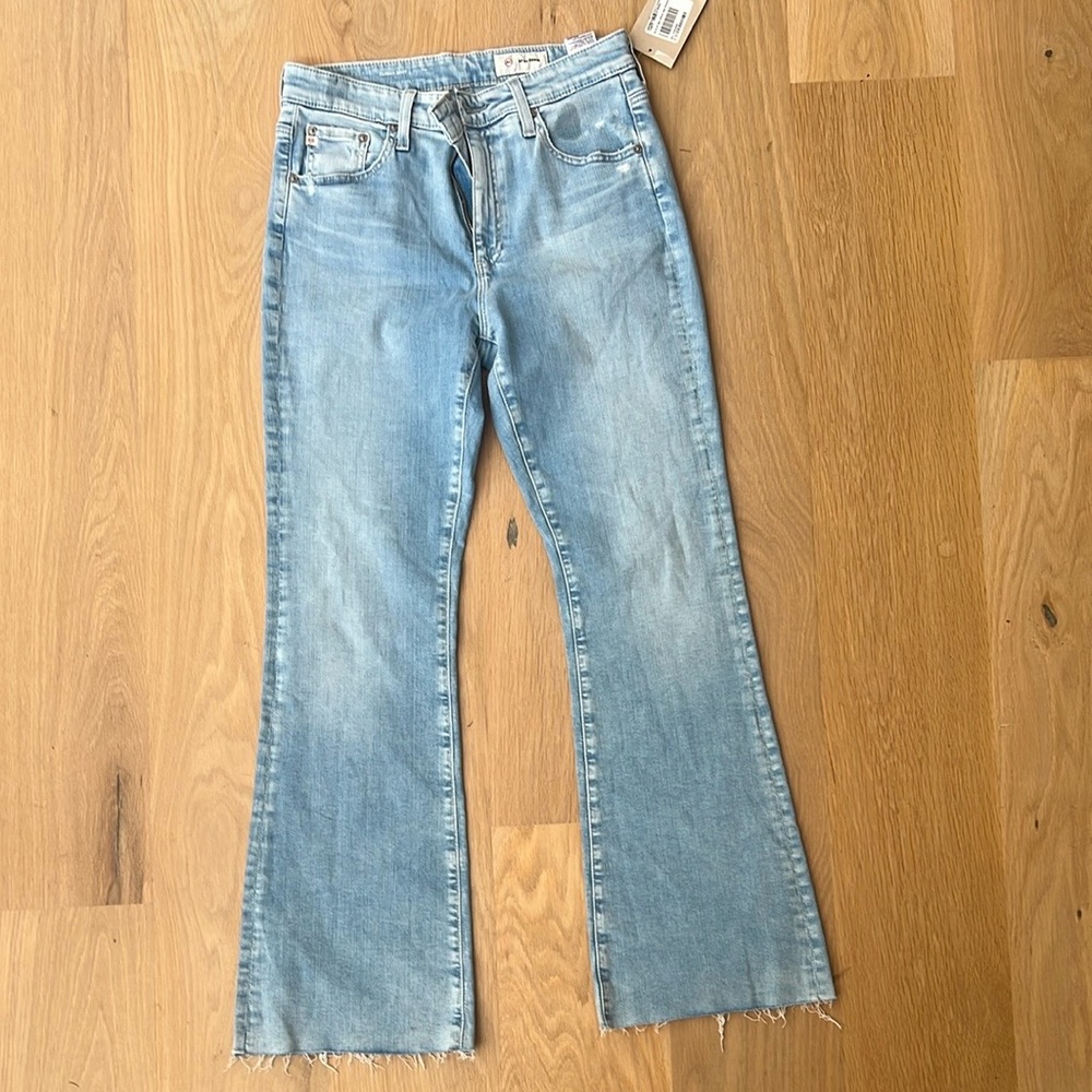 Ag Adriano Goldschmied Light Blue Flare Jeans Farrah Boot high-rise fit